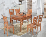 折叠餐桌 实木餐桌 伸缩圆桌  饭桌 方桌 橡木餐桌椅组合