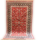 经典红系别墅真丝地毯 100%桑蚕丝传统手工波斯地毯 90x158厘米
