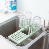 欧式厨房可伸缩水槽沥水置物架碗碟架 简易沥水杯架餐具收纳架子