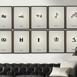 客厅现代个性另类极简风格字母海报竖壁挂画有框无框画装饰画加厚