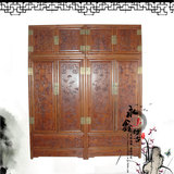 中式仿古家具 实木榆木 明清古典 卧室装修雕花组合大衣柜 顶箱柜