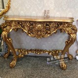 欧式玄关台案桌子古典复古雕花做旧可定制颜色金色大气高档特价
