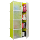 简易书柜书架带门儿童学生书房储物收纳柜自由组合小柜子钢架加固