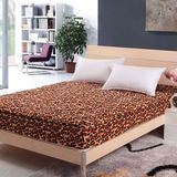 珊瑚绒 法莱绒 夹棉 床垫 床笠式 保洁床护垫 床罩 -橘色豹纹