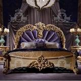 定制别墅欧式美式法式实木雕花实木床 别墅奢华公主床 布艺软靠床
