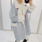 2015冬韩版麂皮绒棉衣翻领皮毛一体大衣加厚羊羔毛绒外套中长款女