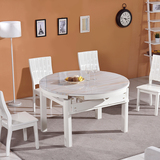 现代简约大理石面餐桌椅组合实木伸缩折叠圆形餐桌饭桌小户型特价