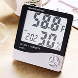 高精度数显温度表 家用温湿度计 电子湿度仪 带时钟温湿度测量仪