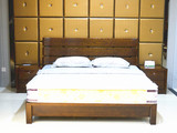 红橡木胡桃色家具 纯实木双人床 厚重全实木床 现代原木床1.8高箱