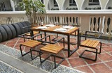 欧美式复古水管铁艺桌椅组合餐厅饭店户外酒吧实木快餐桌椅家具