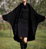 亏本2015秋冬女装开衫羊毛呢长款蝙蝠袖斗篷外套大衣风衣羊绒披肩
