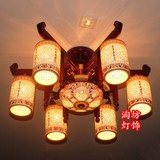 新中式仿古典实木灯饰吸顶灯景德镇陶瓷灯中国风客厅卧室餐厅灯具