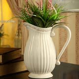 巴洛克风格 欧式纯白高档陶瓷花瓶 花插 水壶 家居装饰摆件