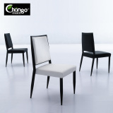 倾城物语家现代简约皮艺餐椅时尚椅子可组合餐桌黑白靠背碳素钢