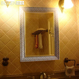 BOLEN 浴室镜壁挂卫生间镜子装饰镜/欧式田园洗漱台镜子化妆镜