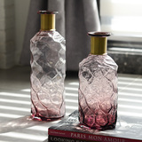 O2 美式现代手工彩色透明玻璃瓶艺术花瓶客厅餐桌装饰品插花摆件