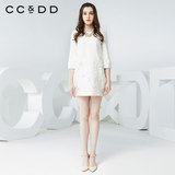 CCDD专柜正品2016春装新款C51K190女裙纯色刺绣收腰连衣裙151K190