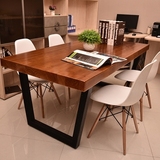 美式复古实木铁艺餐桌椅组合欧式简约长方形办公桌酒吧咖啡厅桌椅