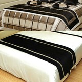 简约后现代床旗黑色桌旗样板房床上用品卧室绒布床尾巾样板间床品