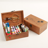 蒲苇坊实木针线盒韩国风针线套装缝纫手缝家用收纳盒创意礼品包邮