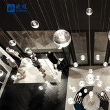 LED创意流星雨水晶吊灯艺术球形餐厅灯复式楼美式玻璃气泡圆球灯