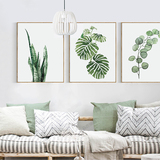 现代简约植物抽象组合画客厅田园挂画卧室餐厅装饰画北欧三联壁画