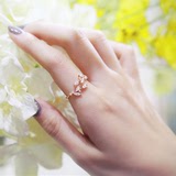 日韩时尚18K玫瑰金关节开口戒指女 韩国简约可爱锆石食指指环饰品