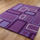 溢美手工腈纶地毯 客厅茶几卧室书房 时尚家用加厚紫色格子定做