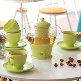 色釉田园茶具套装耐热花茶壶玻璃茶具套装 过滤煮花草水果下午茶