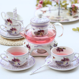 包邮田园花果茶玻璃茶具陶瓷过滤芯花茶壶花茶茶具套装加热组合