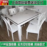厂家直销人造大理石餐桌 白色田园实木饭桌子 长方形木质餐桌椅子