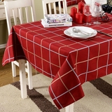 欧式纯棉咖啡色酒红格桌布布艺长方形茶几餐桌布台布会议桌布定制