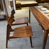 高档黑胡桃/橡木实木椅子 复古餐椅 软包椅 个性大弯椅