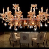 欣特利 蜡烛灯欧式水晶吊灯餐厅灯饰创意吸顶灯客厅长方形灯具