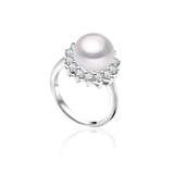 天然淡水强光珍珠925纯银戒指10-11mm多色可选礼品送妈妈韩版