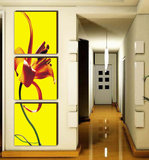 抽象百合花 装饰画 墙壁画 挂画 玄关走廊无框画 客厅竖式三联画