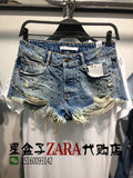 zara专柜代购 8月新款 金属破洞牛仔短裤6688211