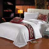罗瑞欧 宾馆酒店布草床上用品四件套 60支棉白贡缎被套床单枕套