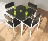 特价包邮宜家现代小户型钢木餐桌椅组合方桌饭馆桌子快餐厅简易桌