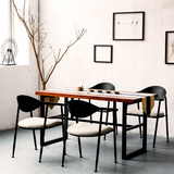 实木餐桌椅组合铁艺长方形复古原木咖啡长桌美式乡村餐厅简约饭桌