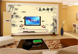 大型壁画中式客厅卧室电视沙发背景墙纸宁静致远竹子鱼无纺布壁纸