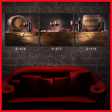红酒杯三联装饰画 黑色壁画 KTV无框画 欧式复古家居饰品餐厅挂画