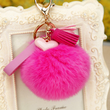 韩国创意礼品流苏爱心汽车钥匙扣女包挂件钥匙链兔毛绒毛球小挂饰