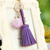 韩国创意礼品可爱水钻水晶汽车钥匙扣女包挂件钥匙链皮革流苏饰品
