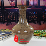 景德镇陶瓷器 仿古官窑花瓶 装饰工艺品 客厅家居摆设 黄色花釉