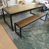 美式实木铁艺餐桌椅长方形书桌工作台办公桌会议桌餐桌饭桌长条桌