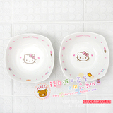韩国进口 hello kitty 凯蒂猫 陶瓷 盘 零食盘 碟子 方形 2P套装