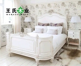 美式实木床 法式复古家具 新古典雕花床 欧式做旧白色1.8米双人床
