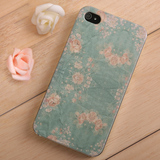 苹果 iphone4s手机壳时尚简约可爱花朵英伦后盖式透气防摔保护套