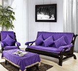 红木沙发垫 加厚海绵垫沙发椅子垫 一坐一靠连体坐垫 紫色